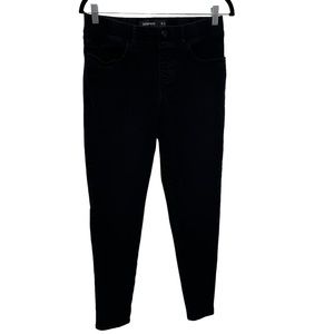Betabrand Black Pull On Elastic Waist Tapered Straight Leg Jeans Medium